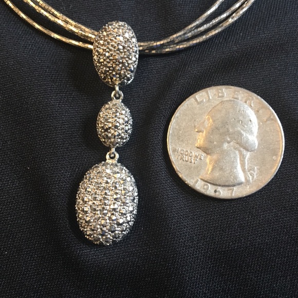 SS 16 in. necklace 3 drop diamonique pendant - Picture 2 of 3